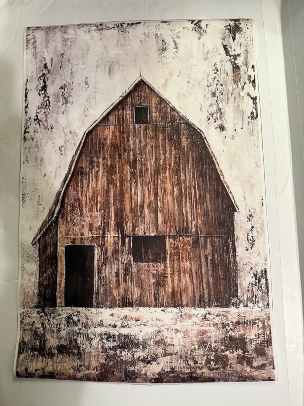 Rustic canvas Barn Wall Art - Brown & Cream